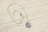 Silver Dainty Shell Necklace | Handmade Clay and Resin Silver Blue Shell Charm Necklace