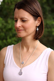 Silver Dainty Shell Necklace | Handmade Clay and Resin Silver Blue Shell Charm Necklace