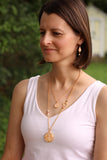 Gold Shell Statement Necklace | Handmade Clay and Resin Champagne Pink Shell Necklace