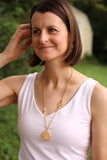 Gold Shell Statement Necklace | Handmade Clay and Resin Champagne Pink Shell Necklace