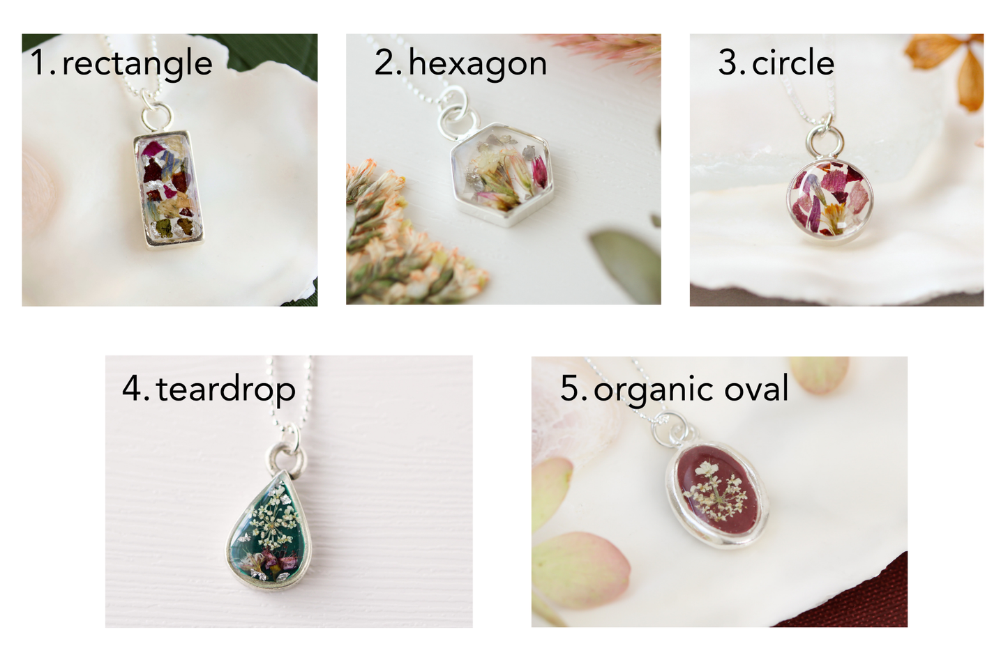 Custom Silver Preservation Mini Necklace -- Choose Your Shape-- | Handmade Custom Resin Jewelry with your Flowers, Ashes, Pet Hair