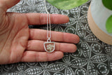 Queen Anne’s Lace Half Oval Necklace in Silver