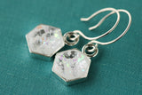 Mini Hexagon Silver Shimmer Earrings