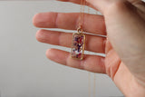 Pink Mix Dried Flower Necklace in Gold