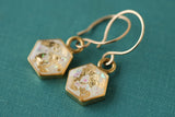Mini Hexagon Gold Shimmer Earrings