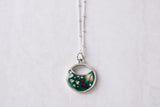 Dark Green Meadows Silver Split Circle Necklace