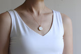 White Pearl Shell Imprint Circle Necklace in Gold