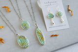 Van Gogh Sunflowers Round Aqua with Sunflowers Silver Necklace