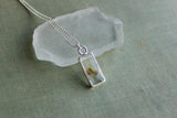 Mini Rectangle Flower and Resin Necklace in Silver