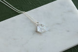 Silver and White Mini Hexagon Necklace