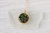 Gold Circle Necklace Black with Plants