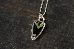 Silver and Black Arrowhead Seed Pod Necklace