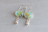 Sunflower Aqua and Silver Dangle Earrings