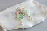Sunflower Aqua and Silver Dangle Earrings