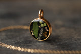 Gold Circle Necklace Black with Plants