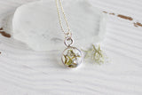 Moss and Lichen Mini Circle Necklace in Silver