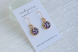 Purple Allysum Gold Circle Earrings