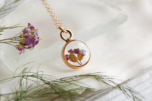 Purple Yarrow Gold Mini Circle Necklace