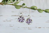 Purple Alyssum Silver Circle Earrings