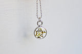Moss and Lichen Mini Circle Necklace in Silver