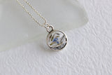 Silver Mini Split Circle Necklace with Flowers
