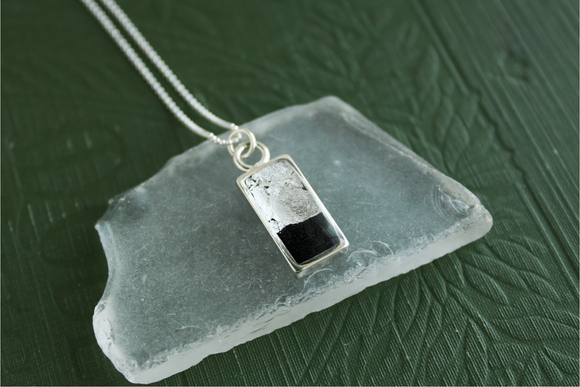 Black and Silver Mini Rectangle Necklace