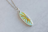 Van Gogh Sunflowers Long Silver Sunflower Oval Necklace