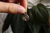 Mini Gold Circle with White Flowers Necklace