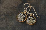 Black and Gold Flower Circle Earrings