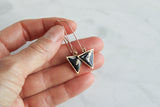 Gold and Black Triangle Earrings