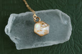 Gold and White Mini Hexagon Necklace
