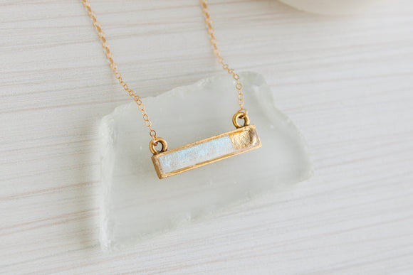 Iridescent Gold Bar Necklace