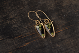 Gold and Black Arrowhead Seed Pod Earrings