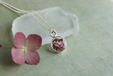 Pink Flower Mix Mini Charm Necklace in Silver