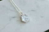 Silver and White Mini Hexagon Necklace