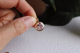 Pink Flower Mix Gold Mini Circle Necklace