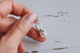 Mini Rectangle Flower and Resin Necklace in Silver