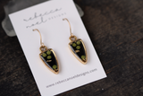 Gold and Black Arrowhead Seed Pod Earrings