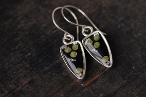 Silver and Black Arrowhead Seed Pod Earrings