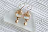 Gold Glitter Round Drop Earrings