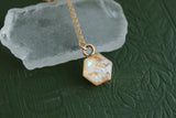 Gold and White Mini Hexagon Necklace
