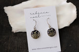 Black and Silver Flower Circle Earrings