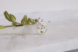 Mini Silver Circle with White Flowers Necklace