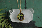Gold Circle Necklace Black with Plants