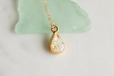 Small Gold Opalescent Teardrop Necklace