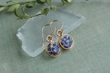 Purple Allysum Gold Circle Earrings