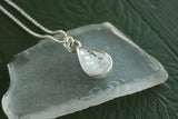 Silver and White Mini Teardrop Necklace