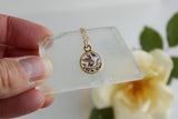 Mini Gold Split Circle Necklace with Flower Petals