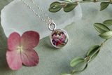 Pink Flower Mix Mini Charm Necklace in Silver