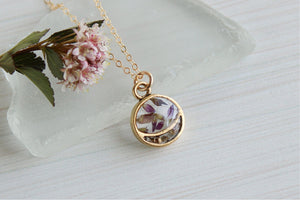 Mini Gold Split Circle Necklace with Flower Petals